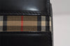 Authentic Burberrys Vintage Check Shoulder Hand Bag Purse Leather Black 9057J