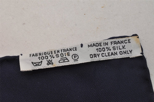 Authentic HERMES Carre 90 Scarf "CAVALIERS PEULS" Silk Navy 9059I