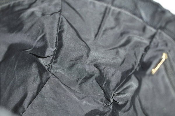 Authentic CHANEL New Travel Line Shoulder Tote Bag Nylon Leather Black 9059J