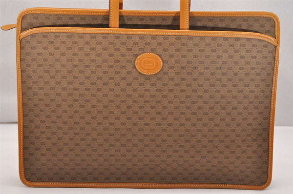 Authentic GUCCI Micro GG PVC Leather 2Way Briefcase Business Bag Brown 9061J
