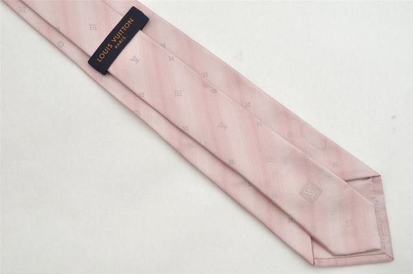 Auth Louis Vuitton Monogram Design Cravat Whisper Necktie Tie Silk Pink 9062J