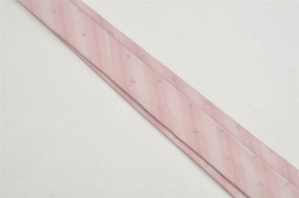 Auth Louis Vuitton Monogram Design Cravat Whisper Necktie Tie Silk Pink 9062J