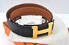 Authentic HERMES Constance Leather Belt Size 105cm 41.3" Black Box 9063L