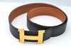 Authentic HERMES Constance Leather Belt Size 105cm 41.3" Black Box 9063L
