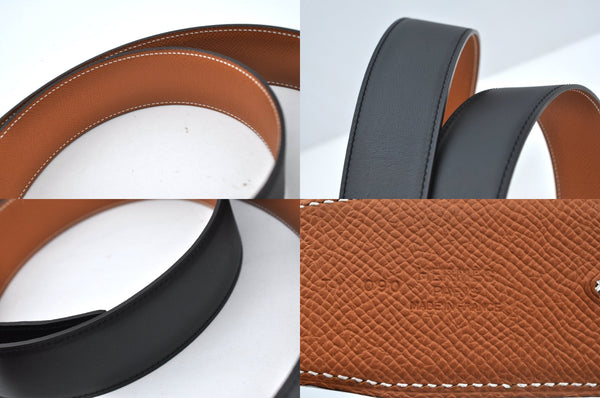 Authentic HERMES Constance Leather Belt Size 105cm 41.3" Black Box 9063L