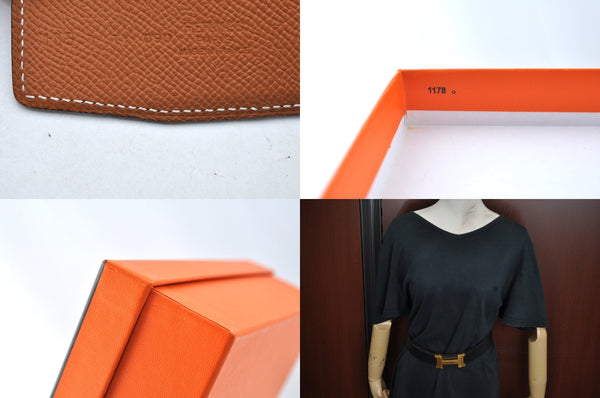 Authentic HERMES Constance Leather Belt Size 105cm 41.3" Black Box 9063L