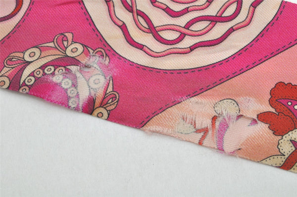 Authentic HERMES Twilly Scarf "FESTIVAL DES AMAZONES" Silk Pink Box 9064J