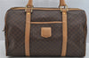 Authentic CELINE Macadam Blason Pattern Hand Boston Bag PVC Leather Brown 9065J