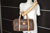 Authentic CELINE Macadam Blason Pattern Hand Boston Bag PVC Leather Brown 9065J