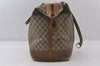 Authentic GUCCI Web Sherry Line Travel Bag GG PVC Leather Brown Junk 9068I