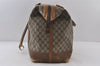 Authentic GUCCI Web Sherry Line Travel Bag GG PVC Leather Brown Junk 9068I