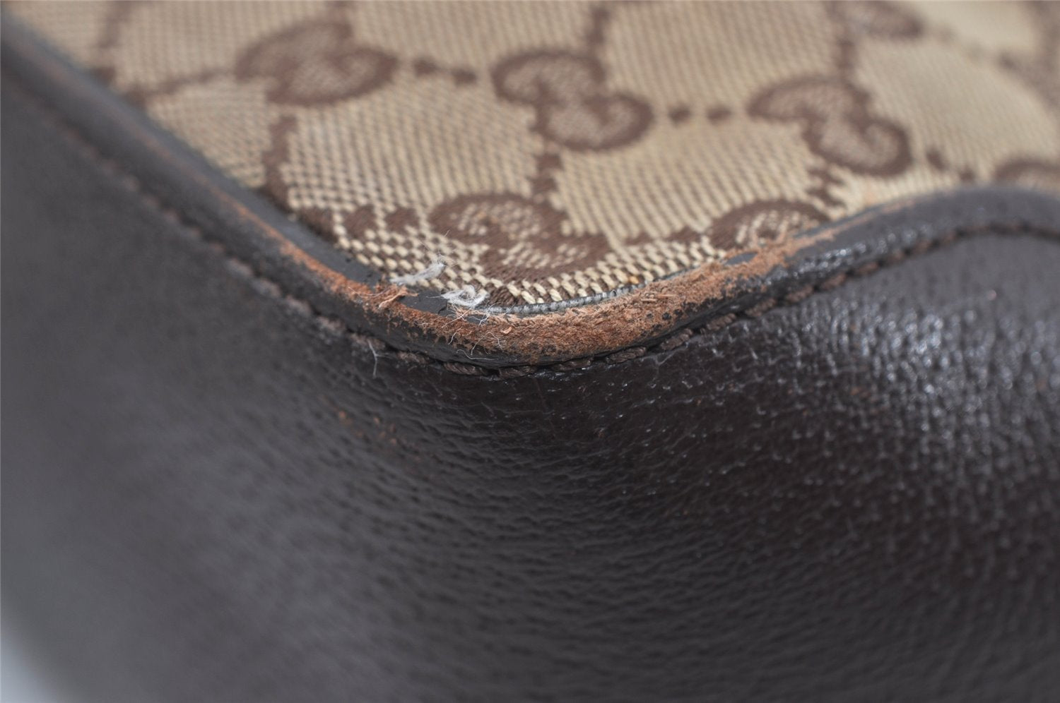 Authentic GUCCI Vintage Tote Hand Bag GG Canvas Leather 106251 Brown 9069I