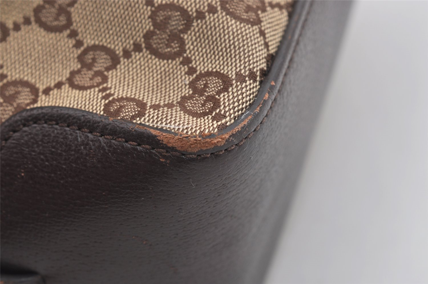 Authentic GUCCI Vintage Tote Hand Bag GG Canvas Leather 106251 Brown 9069I