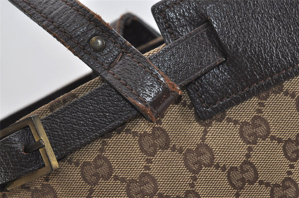 Authentic GUCCI Vintage Tote Hand Bag GG Canvas Leather 106251 Brown 9069I