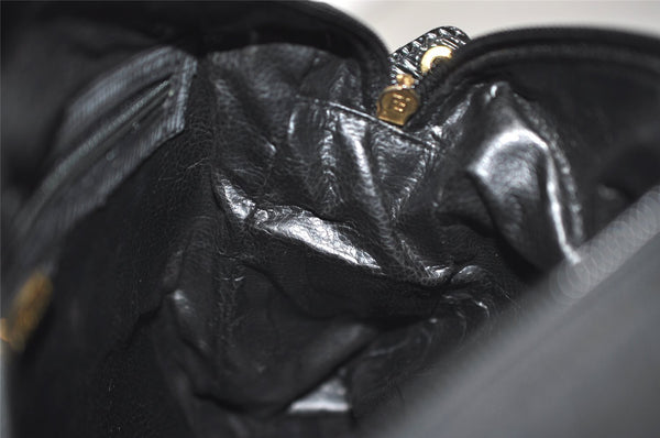 Authentic FENDI Vintage Shoulder Cross Body Bag Purse Nylon Enamel Black 9072J