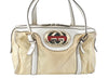 Authentic GUCCI Web Sherry Line Britt Boston Hand Bag PVC 170009 White 9073I