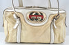 Authentic GUCCI Web Sherry Line Britt Boston Hand Bag PVC 170009 White 9073I