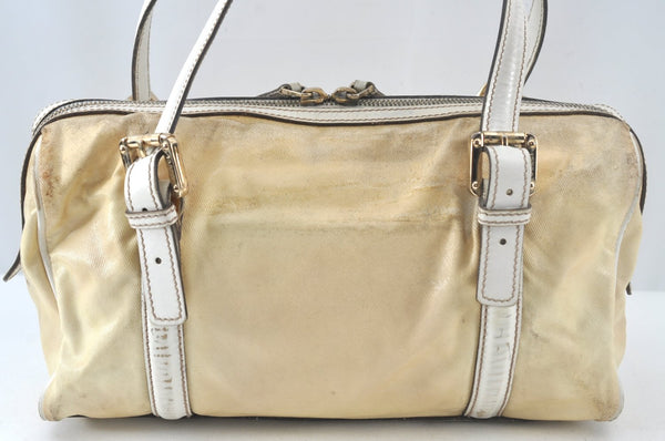 Authentic GUCCI Web Sherry Line Britt Boston Hand Bag PVC 170009 White 9073I