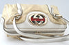Authentic GUCCI Web Sherry Line Britt Boston Hand Bag PVC 170009 White 9073I