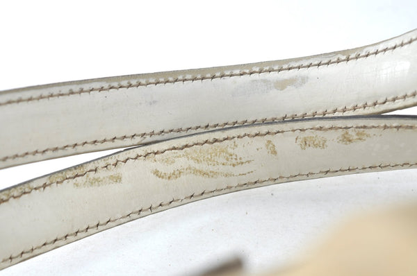 Authentic GUCCI Web Sherry Line Britt Boston Hand Bag PVC 170009 White 9073I