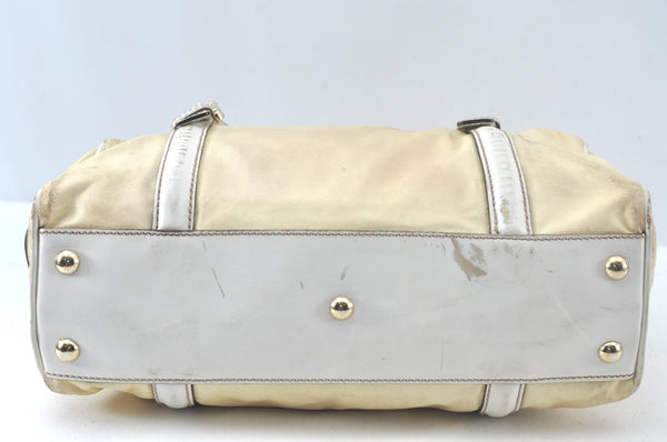 Authentic GUCCI Web Sherry Line Britt Boston Hand Bag PVC 170009 White 9073I