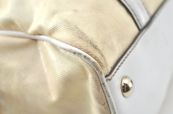 Authentic GUCCI Web Sherry Line Britt Boston Hand Bag PVC 170009 White 9073I