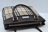 Authentic BURBERRY Vintage Nova Check Nylon Leather Hand Bag Purse Beige 9074I