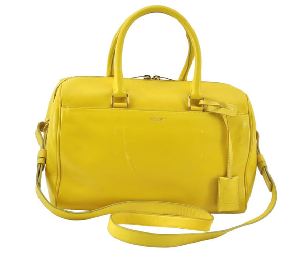 Authentic SAINT LAURENT Baby Duffle 2Way Hand Bag Leather 314704 Yellow 9075J