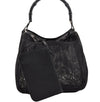 Authentic GUCCI Bamboo Shoulder Bag Purse Mesh Leather 0015638 Black 9079I