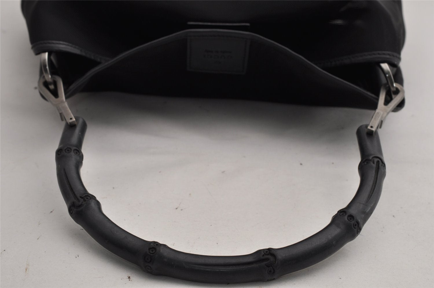 Authentic GUCCI Bamboo Shoulder Bag Purse Mesh Leather 0015638 Black 9079I