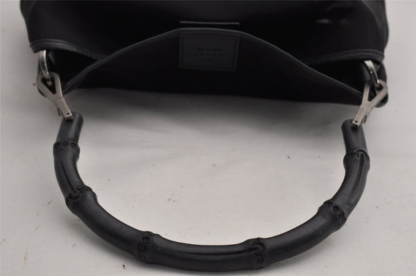 Authentic GUCCI Bamboo Shoulder Bag Purse Mesh Leather 0015638 Black 9079I