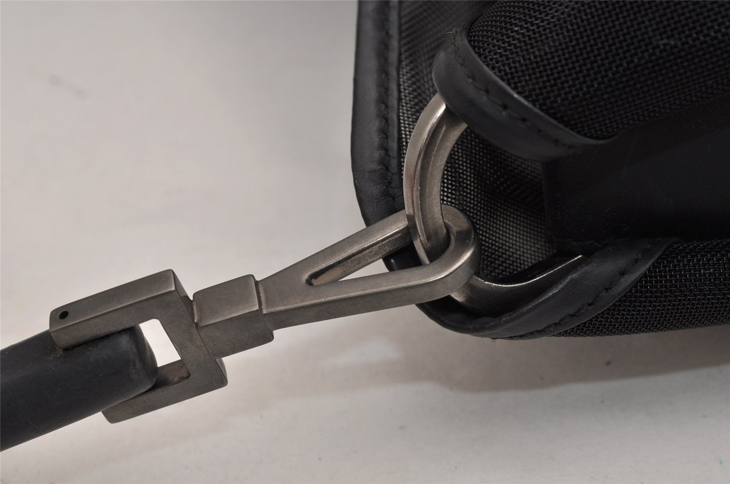 Authentic GUCCI Bamboo Shoulder Bag Purse Mesh Leather 0015638 Black 9079I