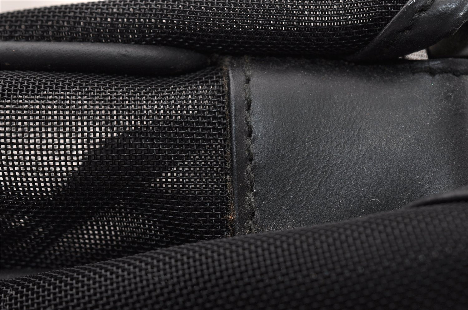 Authentic GUCCI Bamboo Shoulder Bag Purse Mesh Leather 0015638 Black 9079I