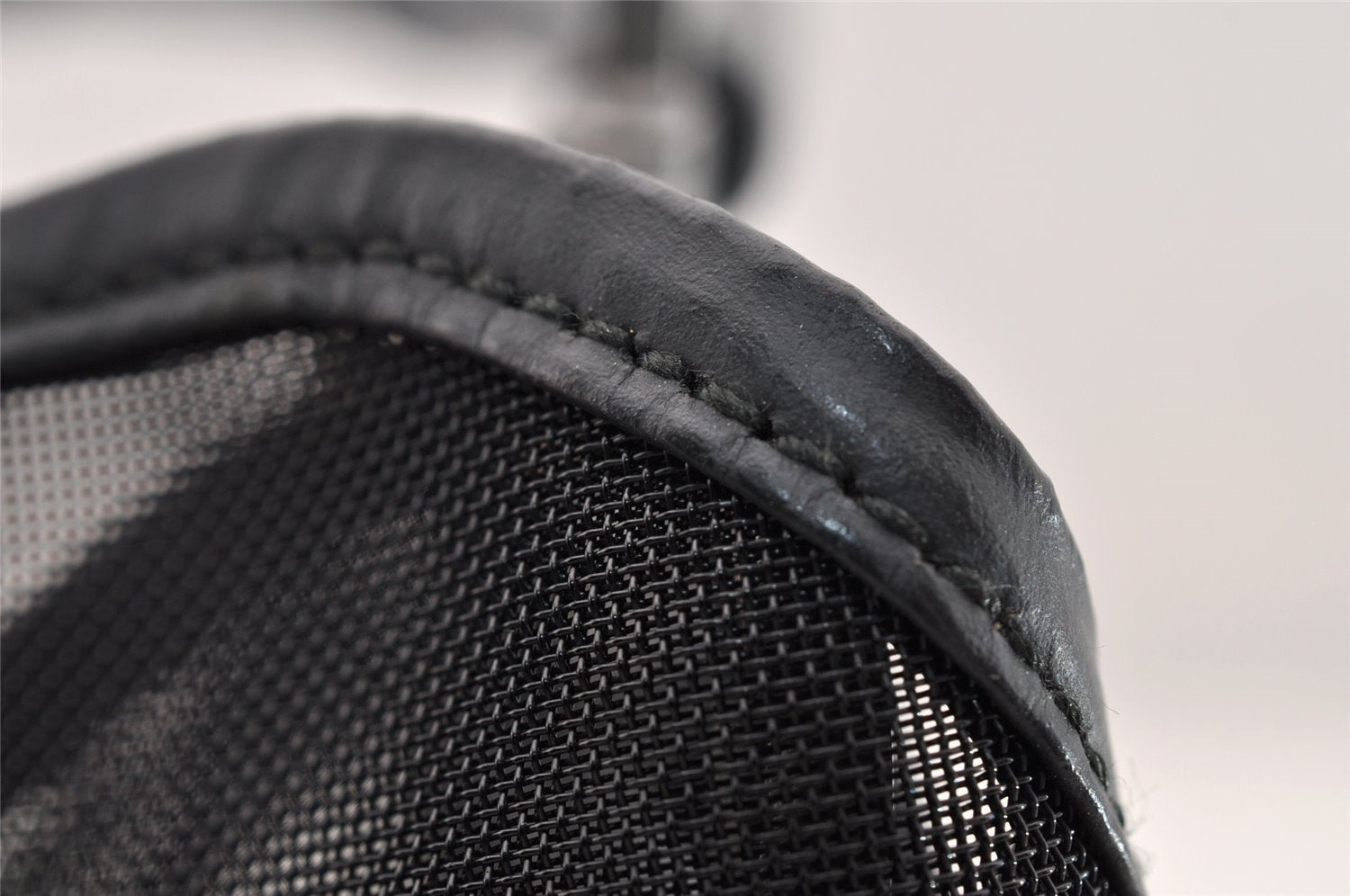 Authentic GUCCI Bamboo Shoulder Bag Purse Mesh Leather 0015638 Black 9079I