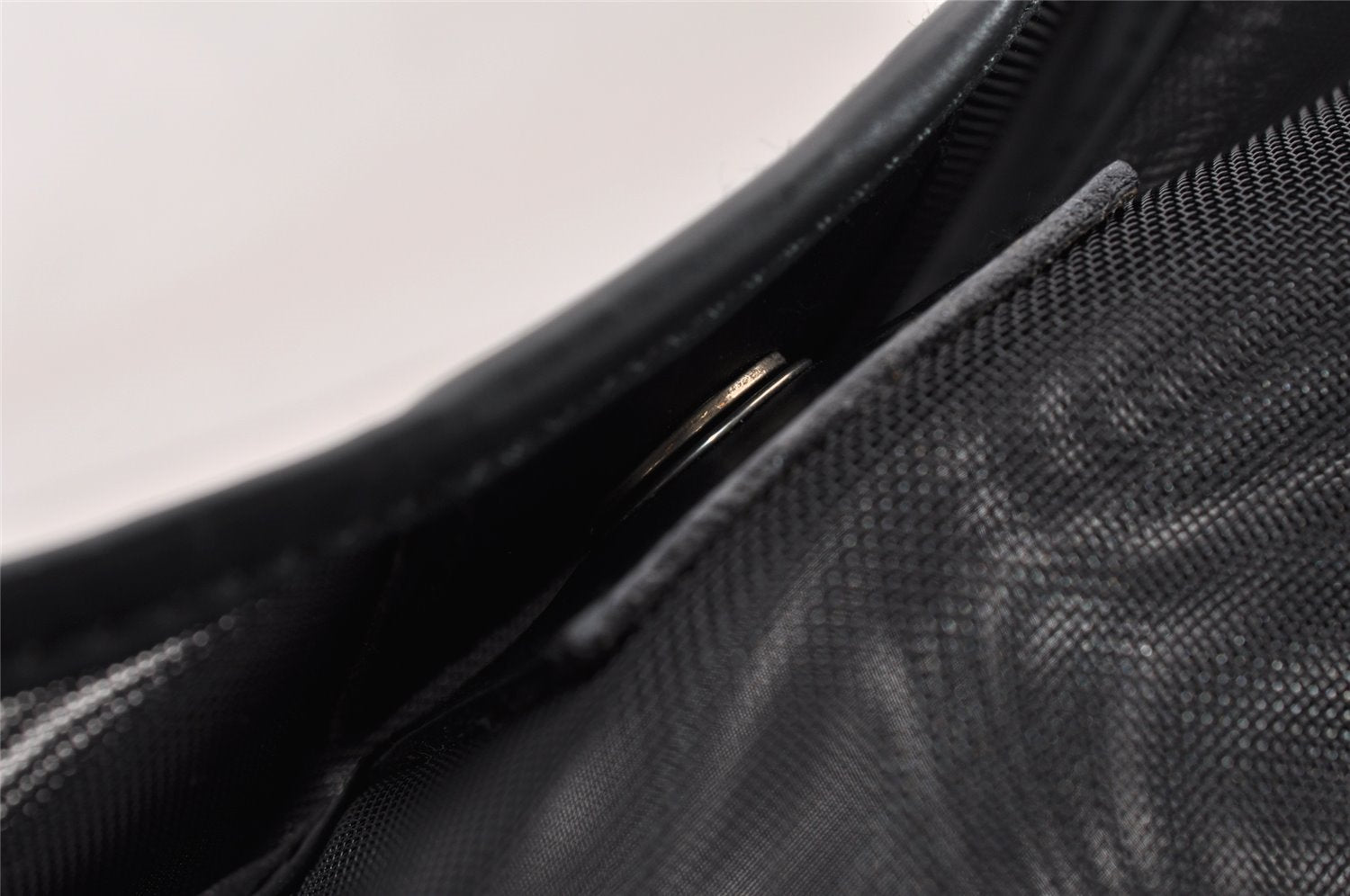 Authentic GUCCI Bamboo Shoulder Bag Purse Mesh Leather 0015638 Black 9079I