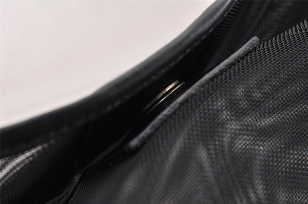 Authentic GUCCI Bamboo Shoulder Bag Purse Mesh Leather 0015638 Black 9079I