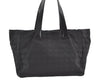 Authentic CHANEL New Travel Line Shoulder Tote Bag Nylon Leather Black 9079J