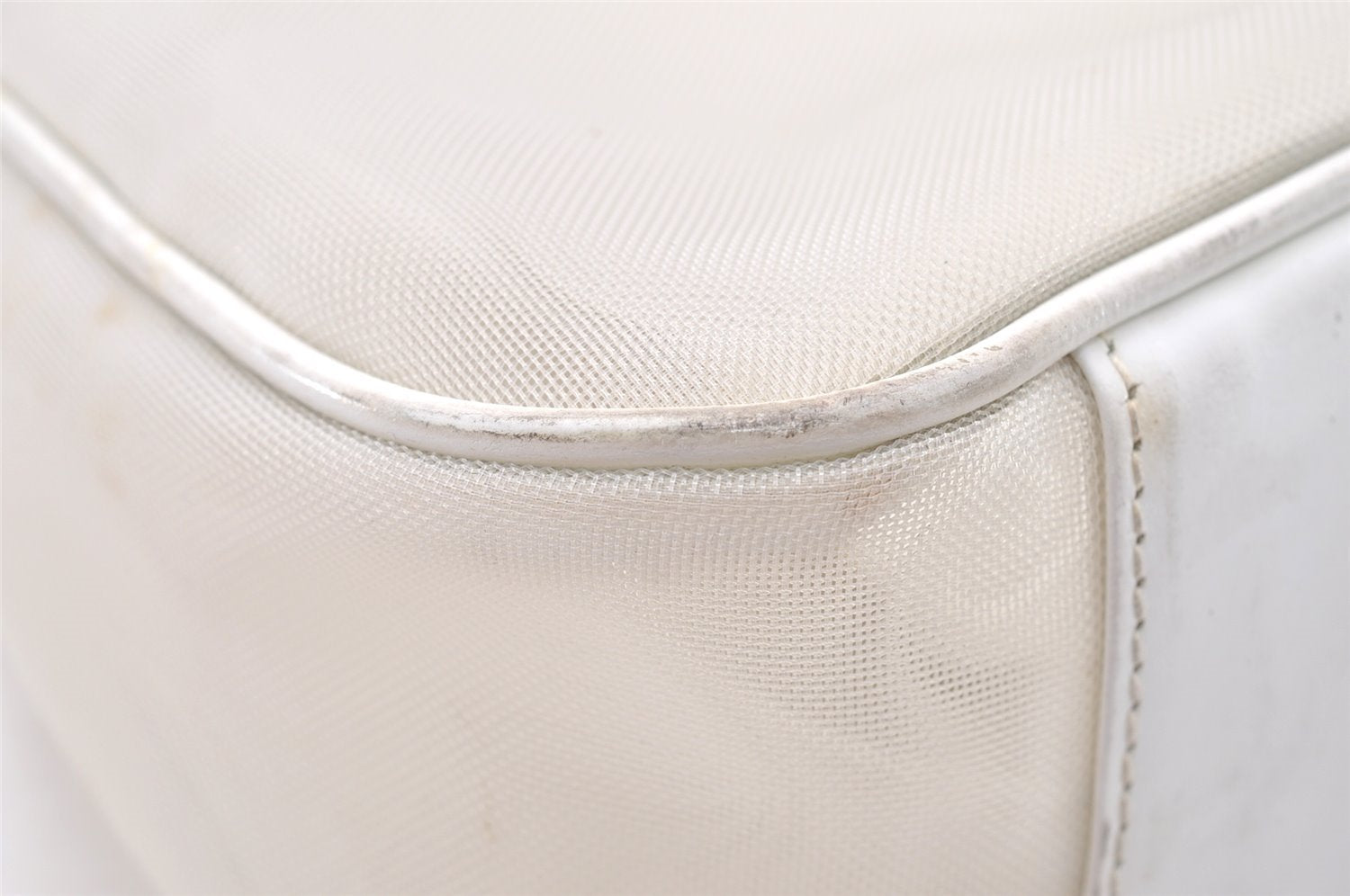 Authentic GUCCI Bamboo Shoulder Bag Purse Mesh Leather 0015638 White 9080I