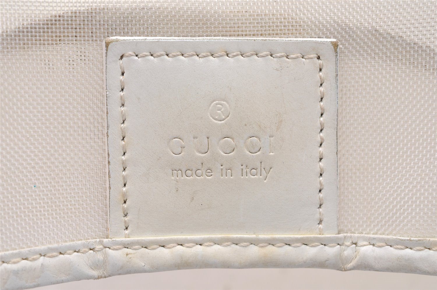 Authentic GUCCI Bamboo Shoulder Bag Purse Mesh Leather 0015638 White 9080I