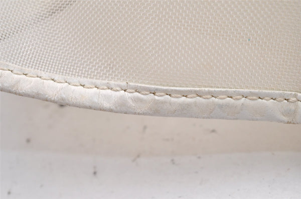 Authentic GUCCI Bamboo Shoulder Bag Purse Mesh Leather 0015638 White 9080I