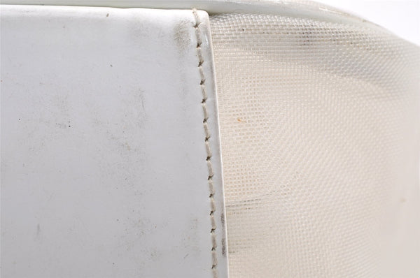 Authentic GUCCI Bamboo Shoulder Bag Purse Mesh Leather 0015638 White 9080I