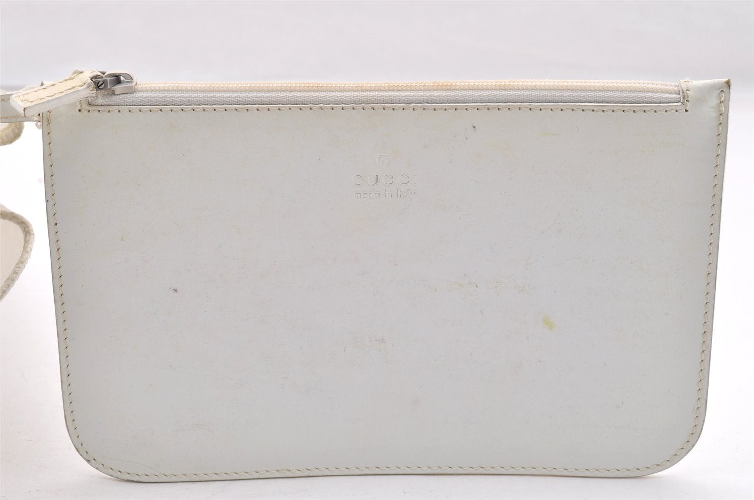 Authentic GUCCI Bamboo Shoulder Bag Purse Mesh Leather 0015638 White 9080I