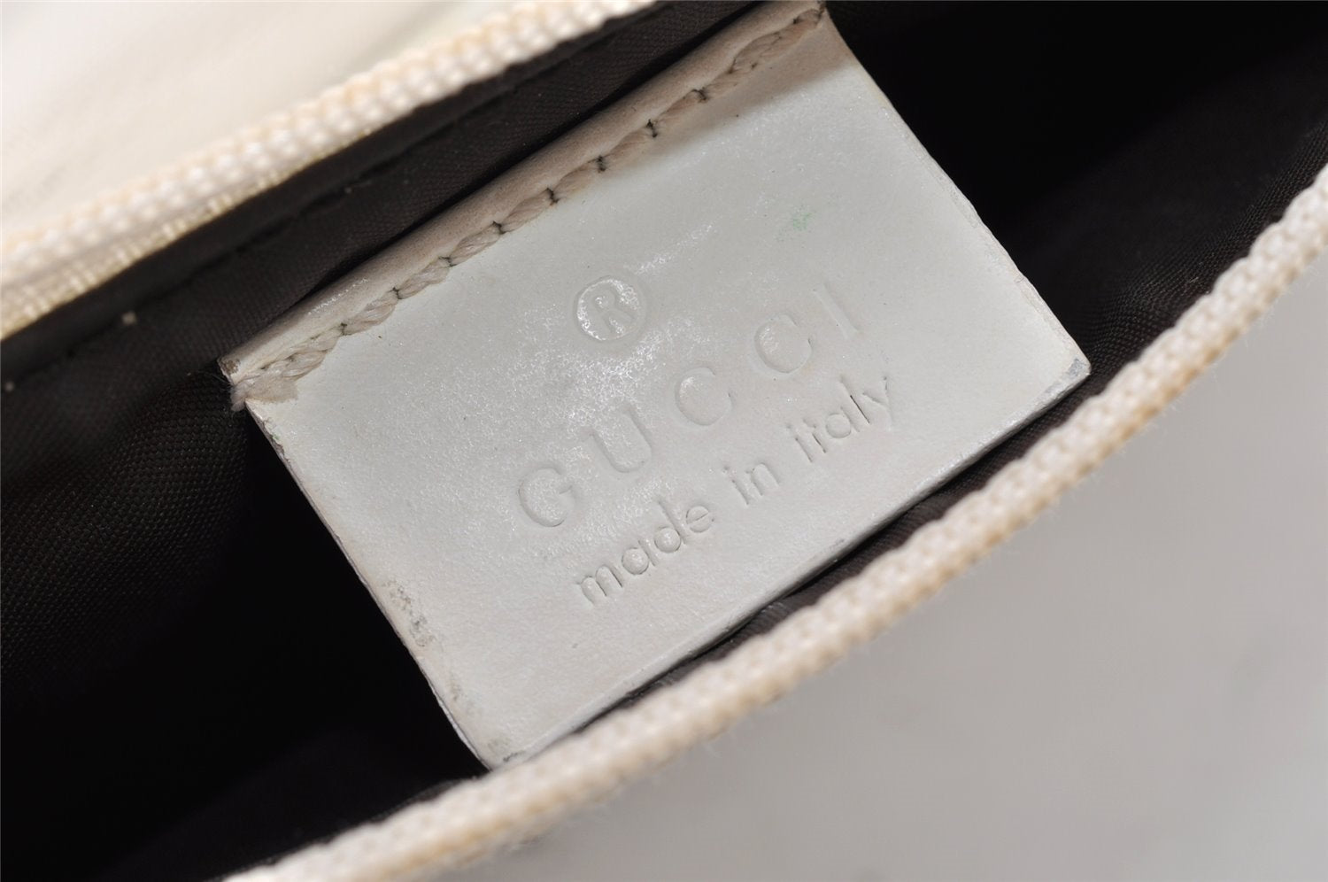 Authentic GUCCI Bamboo Shoulder Bag Purse Mesh Leather 0015638 White 9080I