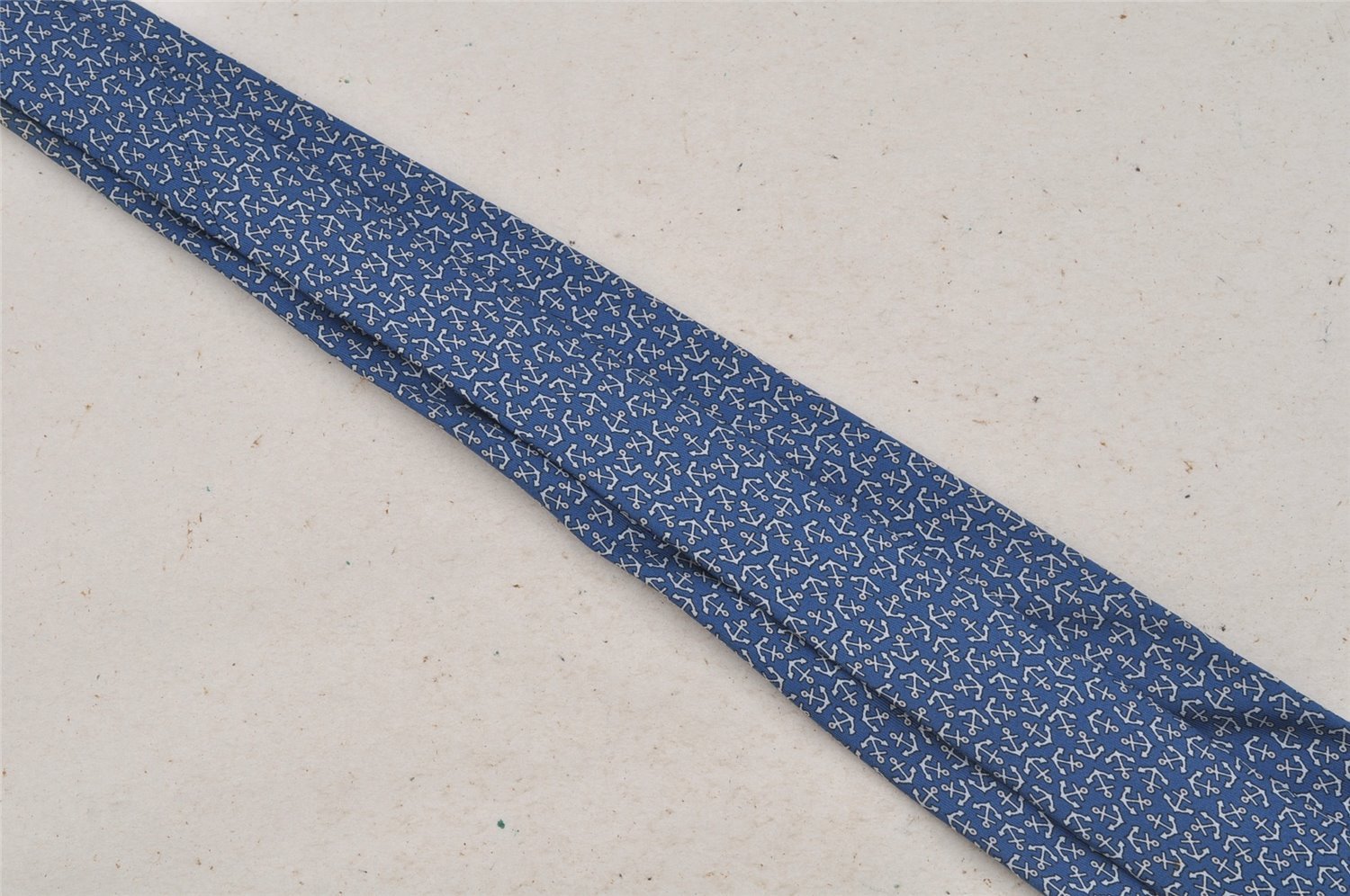 Authentic HERMES Tie Necktie Anchor Pattern Silk 5165IA Blue 9081I