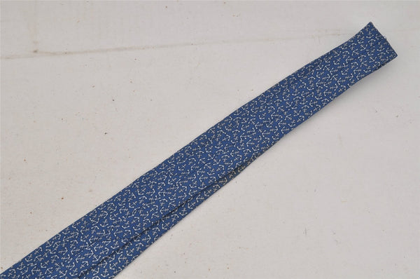 Authentic HERMES Tie Necktie Anchor Pattern Silk 5165IA Blue 9081I