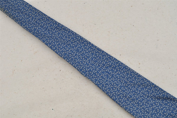 Authentic HERMES Tie Necktie Anchor Pattern Silk 5165IA Blue 9081I