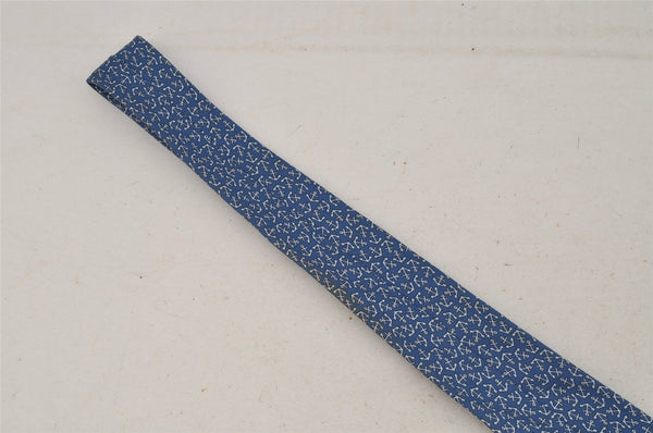 Authentic HERMES Tie Necktie Anchor Pattern Silk 5165IA Blue 9081I