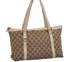 Authentic GUCCI Abbey Shoulder Tote Bag GG Canvas Leather 141470 Brown 9083I