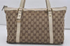Authentic GUCCI Abbey Shoulder Tote Bag GG Canvas Leather 141470 Brown 9083I