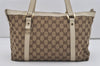 Authentic GUCCI Abbey Shoulder Tote Bag GG Canvas Leather 141470 Brown 9083I